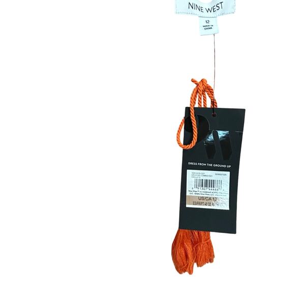 Nine West Women's Orange Printed Tassel Neck Dress Size 12-w3205 - Picture 8 of 11